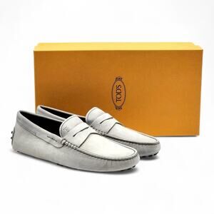 Tod’s City Gommino Suede Driving Loafers Light Gray UK 6 US 7.5 - New $695